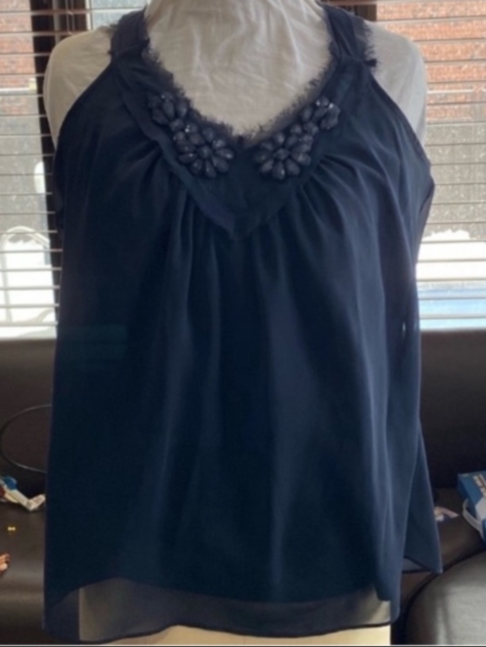 Banana Republic blue jeweled top like new